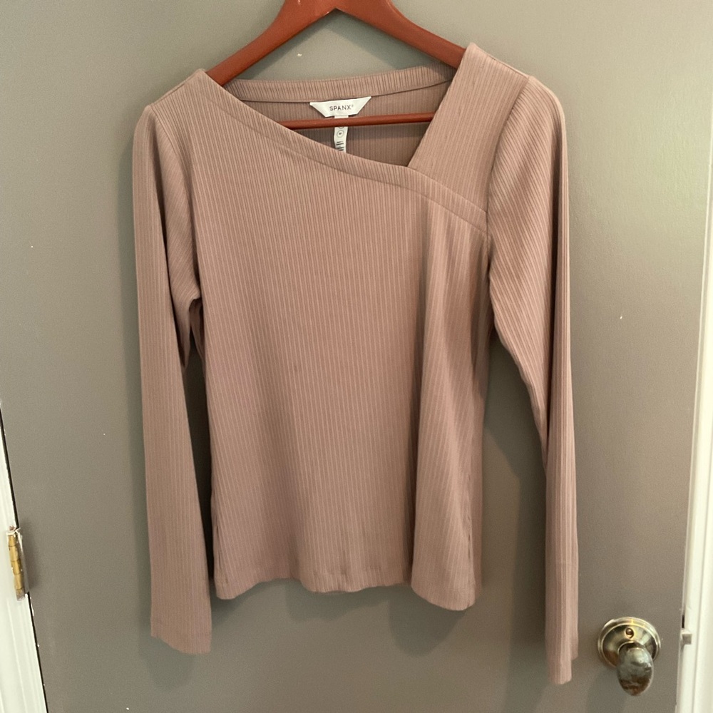 SPANX Ribbed Long Sleeve Top - Taupe